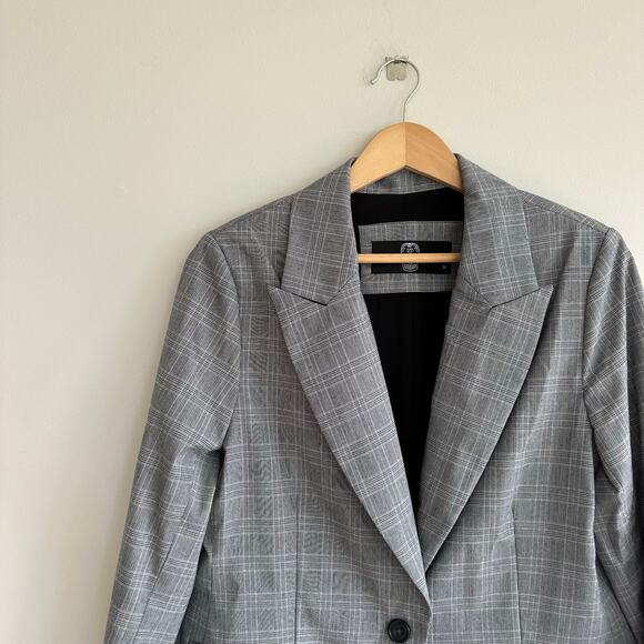 Hipchik Couture Beaded Blue Skull Plaid Single-Breasted Blazer Gray 14 - Picture 4 of 7